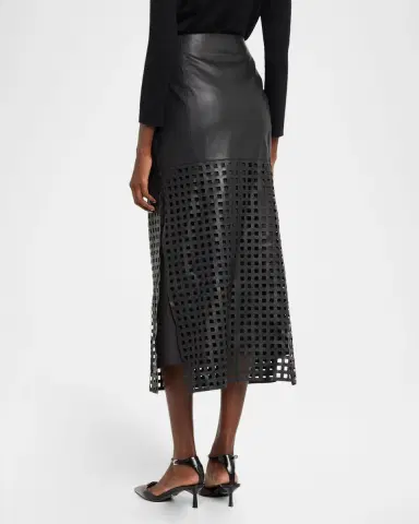 Emporio Armani Cutout Leather Midi Skirt | Thumbnail 2 Emporio Armani Cutout Leather Midi Skirt | Thumbnail 2