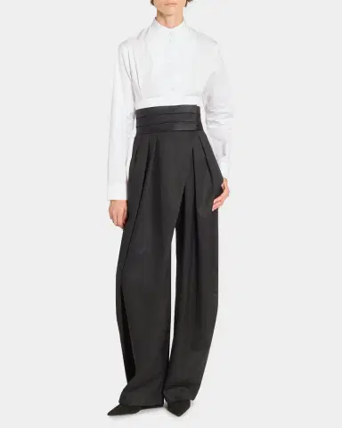Alaïa Cummerbund Cotton Cropped Shirt | Thumbnail 2 Alaïa Cummerbund Cotton Cropped Shirt | Thumbnail 2