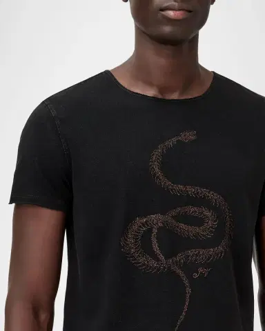 JOHN VARVATOS Men's Fine Line Embroidered Snake T-Shirt | Thumbnail 5 JOHN VARVATOS Men's Fine Line Embroidered Snake T-Shirt | Thumbnail 5