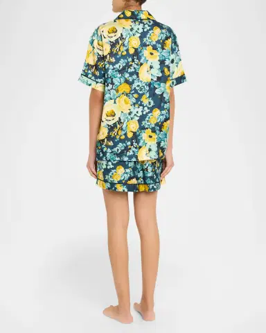 Olivia von Halle Ingo Floral-Print Silk Twill Short Pajama Set | Thumbnail 3 Olivia von Halle Ingo Floral-Print Silk Twill Short Pajama Set | Thumbnail 3
