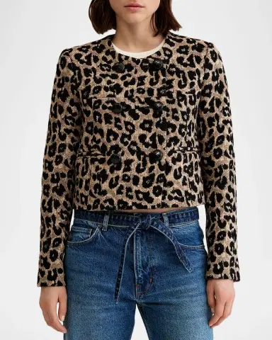 Smythe Leopard Collarless Double-Breasted Jacket | Thumbnail 2 Smythe Leopard Collarless Double-Breasted Jacket | Thumbnail 2