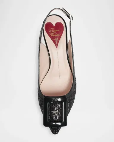 Roger Vivier 55mm Virgule Bordo Sequined Tweed Slingback Pumps | Thumbnail 4 Roger Vivier 55mm Virgule Bordo Sequined Tweed Slingback Pumps | Thumbnail 4