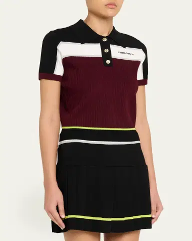Casablanca Striped Rib Knit Polo Shirt | Thumbnail 4 Casablanca Striped Rib Knit Polo Shirt | Thumbnail 4