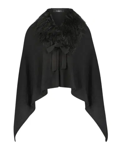 Gorski Wool-Blend Poncho with Select Mongolian Lamb Collar | Thumbnail 1 Gorski Wool-Blend Poncho with Select Mongolian Lamb Collar | Thumbnail 1