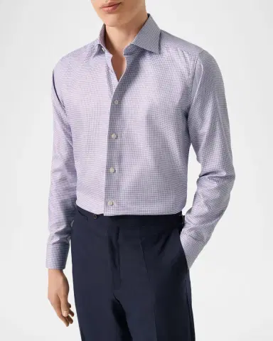 Eton Men 's Contemporary-Fit Organic Cotton Chevron Dress Shirt | Thumbnail 3 Eton Men 's Contemporary-Fit Organic Cotton Chevron Dress Shirt | Thumbnail 3
