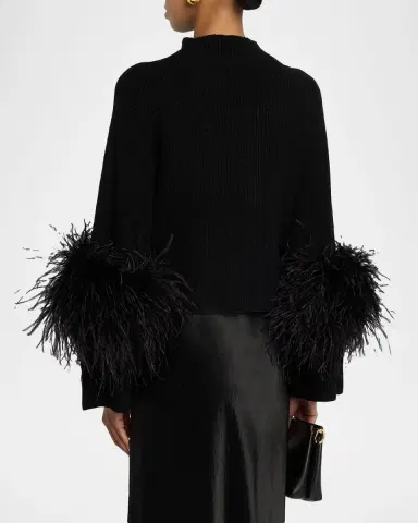 Lapointe Mock-Neck Merino Rib Sweater With Feathers | Thumbnail 2 Lapointe Mock-Neck Merino Rib Sweater With Feathers | Thumbnail 2