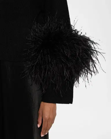Lapointe Mock-Neck Merino Rib Sweater With Feathers | Thumbnail 4 Lapointe Mock-Neck Merino Rib Sweater With Feathers | Thumbnail 4
