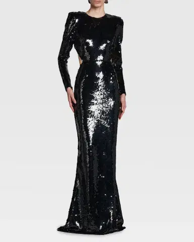 Stella McCartney Sequined Long-Sleeve Backless Trumpet Gown | Thumbnail 6 Stella McCartney Sequined Long-Sleeve Backless Trumpet Gown | Thumbnail 6