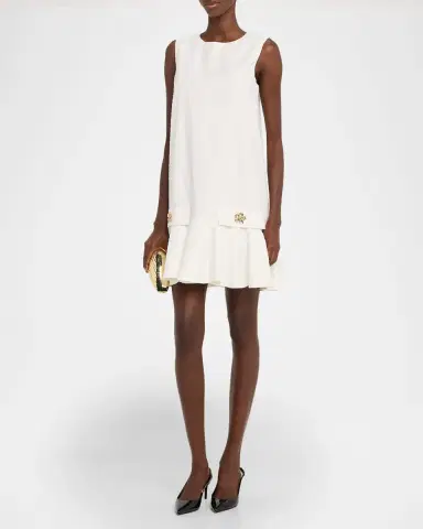 Oscar de la Renta Sleeveless Chainlink Jacquard Ruffle Mini Dress | Thumbnail 4 Oscar de la Renta Sleeveless Chainlink Jacquard Ruffle Mini Dress | Thumbnail 4