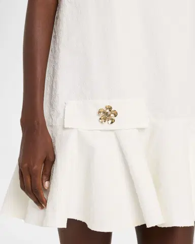 Oscar de la Renta Sleeveless Chainlink Jacquard Ruffle Mini Dress | Thumbnail 5 Oscar de la Renta Sleeveless Chainlink Jacquard Ruffle Mini Dress | Thumbnail 5