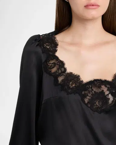 Dolce & Gabbana Lace-Trim Balloon-Sleeve Silk Blouse | Thumbnail 5 Dolce & Gabbana Lace-Trim Balloon-Sleeve Silk Blouse | Thumbnail 5