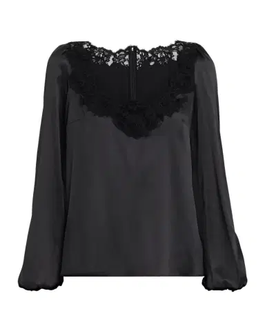 Dolce & Gabbana Lace-Trim Balloon-Sleeve Silk Blouse | Thumbnail 1 Dolce & Gabbana Lace-Trim Balloon-Sleeve Silk Blouse | Thumbnail 1