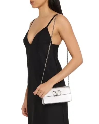 Valentino Garavani VLOGO Metallic Calfskin Leather Clutch | Thumbnail 1 Valentino Garavani VLOGO Metallic Calfskin Leather Clutch | Thumbnail 1