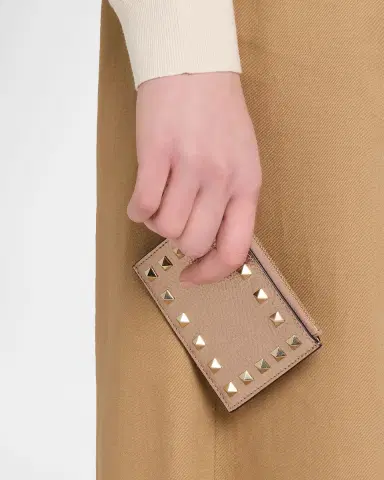 Valentino Garavani Rockstud Calfskin Cardholder with Zip | Thumbnail 2 Valentino Garavani Rockstud Calfskin Cardholder with Zip | Thumbnail 2