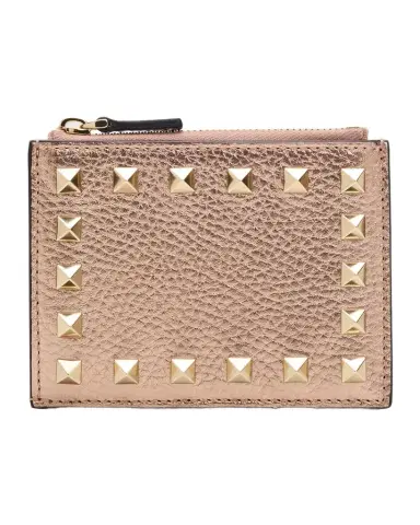 Valentino Garavani Rockstud Calfskin Cardholder with Zip | Thumbnail 1 Valentino Garavani Rockstud Calfskin Cardholder with Zip | Thumbnail 1