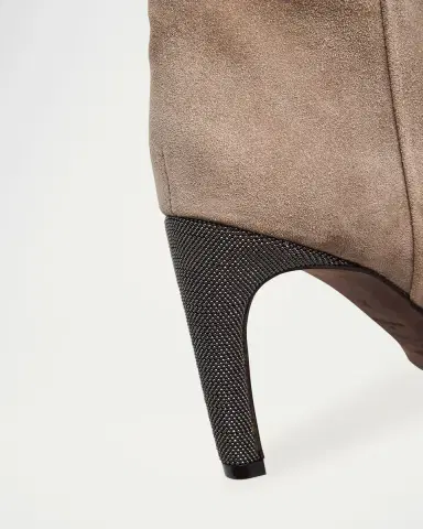 Brunello Cucinelli 85mm Soft Velour Knee-High Boots with Monili Heel | Thumbnail 4 Brunello Cucinelli 85mm Soft Velour Knee-High Boots with Monili Heel | Thumbnail 4