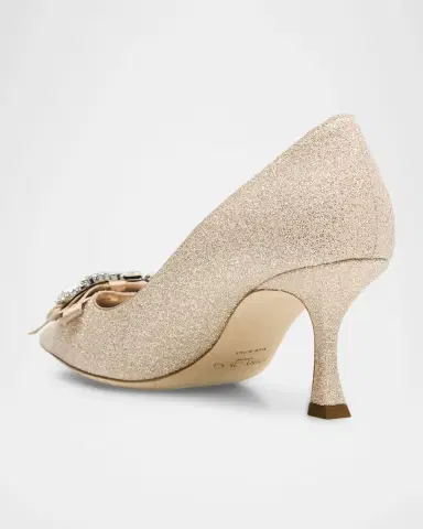 Jimmy Choo 70mm Auria Glitter Leather Embellished Bow Pumps | Thumbnail 4 Jimmy Choo 70mm Auria Glitter Leather Embellished Bow Pumps | Thumbnail 4