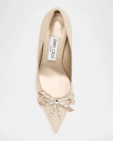 Jimmy Choo 70mm Auria Glitter Leather Embellished Bow Pumps | Thumbnail 6 Jimmy Choo 70mm Auria Glitter Leather Embellished Bow Pumps | Thumbnail 6