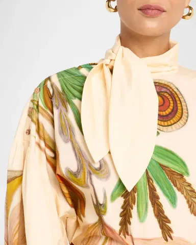 Ulla Johnson Pastel Long-Sleeve Tie-Neck Blouse | Thumbnail 4 Ulla Johnson Pastel Long-Sleeve Tie-Neck Blouse | Thumbnail 4