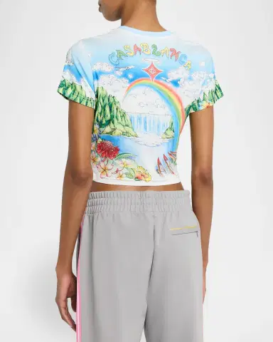 CASABLANCA Aloha Short-Sleeve Crop T-Shirt | Thumbnail 3 CASABLANCA Aloha Short-Sleeve Crop T-Shirt | Thumbnail 3