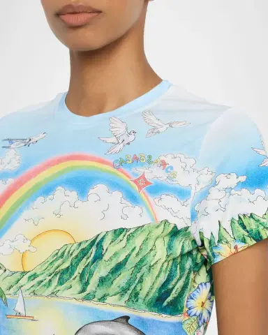 CASABLANCA Aloha Short-Sleeve Crop T-Shirt | Thumbnail 5 CASABLANCA Aloha Short-Sleeve Crop T-Shirt | Thumbnail 5