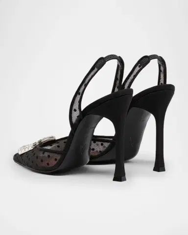 Amina Muaddi 105mm Camelia Polka-Dot Lace Slingback Pumps | Thumbnail 2 Amina Muaddi 105mm Camelia Polka-Dot Lace Slingback Pumps | Thumbnail 2