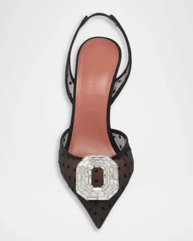 Amina Muaddi 105mm Camelia Polka-Dot Lace Slingback Pumps | Thumbnail 3 Amina Muaddi 105mm Camelia Polka-Dot Lace Slingback Pumps | Thumbnail 3