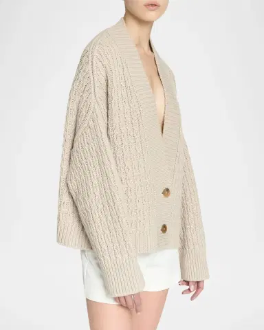 Malo Anna Cashmere Cable-Knit V-Neck Cardigan | Thumbnail 3 Malo Anna Cashmere Cable-Knit V-Neck Cardigan | Thumbnail 3