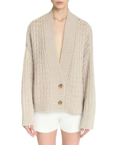 Malo Anna Cashmere Cable-Knit V-Neck Cardigan | Thumbnail 1 Malo Anna Cashmere Cable-Knit V-Neck Cardigan | Thumbnail 1