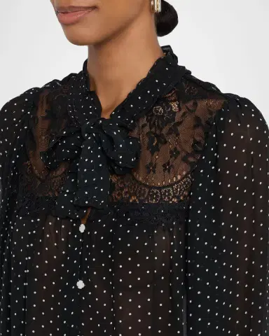 Sea Melody Sheer Polka-Dot Blouse | Thumbnail 5 Sea Melody Sheer Polka-Dot Blouse | Thumbnail 5