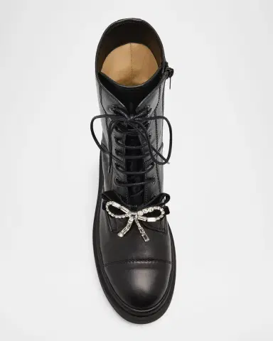 Jimmy Choo Averi Leather Embellished Bow Combat Boots | Thumbnail 5 Jimmy Choo Averi Leather Embellished Bow Combat Boots | Thumbnail 5