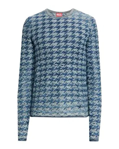 Diesel Men 's K-Helier Woven Houndstooth Crewneck Sweater | Thumbnail 1 Diesel Men 's K-Helier Woven Houndstooth Crewneck Sweater | Thumbnail 1