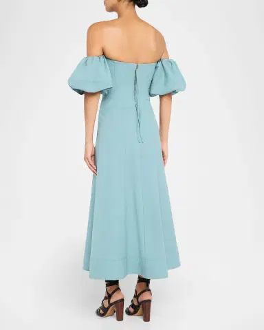 Ulla Johnson Nina Puff-Sleeve Off-The-Shoulder Midi Dress | Thumbnail 2 Ulla Johnson Nina Puff-Sleeve Off-The-Shoulder Midi Dress | Thumbnail 2