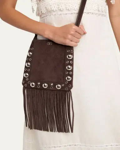 Valentino Garavani Small Studded Fringe Suede Crossbody Bag | Thumbnail 2 Valentino Garavani Small Studded Fringe Suede Crossbody Bag | Thumbnail 2