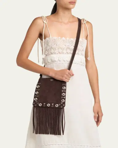 Valentino Garavani Small Studded Fringe Suede Crossbody Bag | Thumbnail 5 Valentino Garavani Small Studded Fringe Suede Crossbody Bag | Thumbnail 5