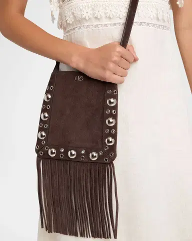 Valentino Garavani Small Studded Fringe Suede Crossbody Bag | Thumbnail 6 Valentino Garavani Small Studded Fringe Suede Crossbody Bag | Thumbnail 6