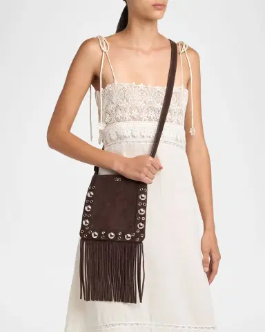 Valentino Garavani Small Studded Fringe Suede Crossbody Bag | Thumbnail 9 Valentino Garavani Small Studded Fringe Suede Crossbody Bag | Thumbnail 9