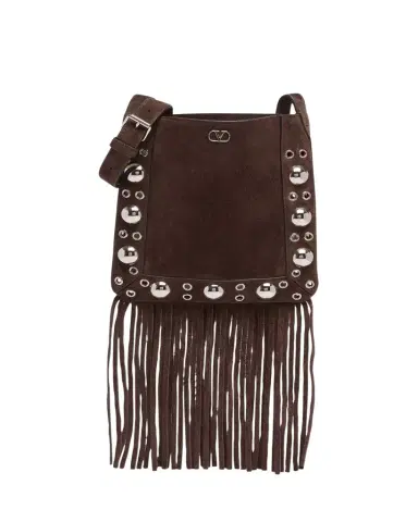 Valentino Garavani Small Studded Fringe Suede Crossbody Bag | Thumbnail 1 Valentino Garavani Small Studded Fringe Suede Crossbody Bag | Thumbnail 1