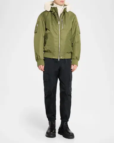 Mackage Men 's August Bomber Jacket with Shearling-Trimmed Hood | Thumbnail 2 Mackage Men 's August Bomber Jacket with Shearling-Trimmed Hood | Thumbnail 2