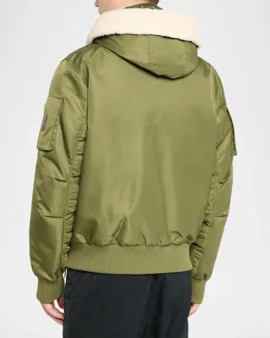 Mackage Men 's August Bomber Jacket with Shearling-Trimmed Hood | Thumbnail 3 Mackage Men 's August Bomber Jacket with Shearling-Trimmed Hood | Thumbnail 3