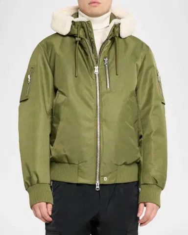 Mackage Men 's August Bomber Jacket with Shearling-Trimmed Hood | Thumbnail 4 Mackage Men 's August Bomber Jacket with Shearling-Trimmed Hood | Thumbnail 4
