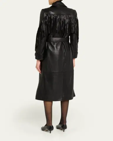 L'AGENCE Celina Leather Fringe Trench Coat | Thumbnail 3 L'AGENCE Celina Leather Fringe Trench Coat | Thumbnail 3
