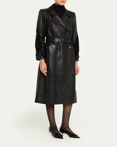 L'AGENCE Celina Leather Fringe Trench Coat | Thumbnail 4 L'AGENCE Celina Leather Fringe Trench Coat | Thumbnail 4