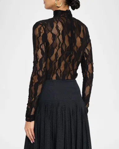 Ulla Johnson Ulyssa Lace Mesh Turtleneck | Thumbnail 2 Ulla Johnson Ulyssa Lace Mesh Turtleneck | Thumbnail 2
