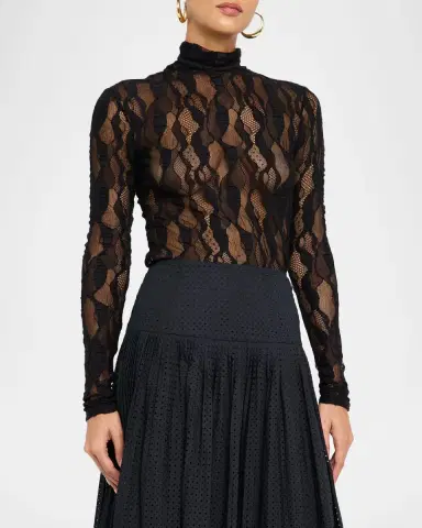 Ulla Johnson Ulyssa Lace Mesh Turtleneck | Thumbnail 3 Ulla Johnson Ulyssa Lace Mesh Turtleneck | Thumbnail 3