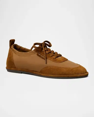 Tory Burch Ballet Suede and Nylon Low-Top Sneakers | Thumbnail 2 Tory Burch Ballet Suede and Nylon Low-Top Sneakers | Thumbnail 2