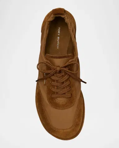 Tory Burch Ballet Suede and Nylon Low-Top Sneakers | Thumbnail 3 Tory Burch Ballet Suede and Nylon Low-Top Sneakers | Thumbnail 3
