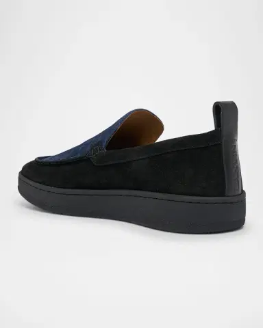 Lanvin Men's Croco-Embossed Suede Moccasins | Thumbnail 2 Lanvin Men's Croco-Embossed Suede Moccasins | Thumbnail 2