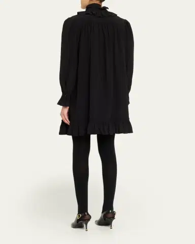 Chloé Ruffle Neck-Tie Silk Mini Shirtdress | Thumbnail 3 Chloé Ruffle Neck-Tie Silk Mini Shirtdress | Thumbnail 3