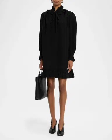 Chloé Ruffle Neck-Tie Silk Mini Shirtdress | Thumbnail 6 Chloé Ruffle Neck-Tie Silk Mini Shirtdress | Thumbnail 6